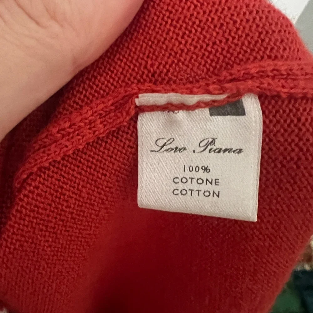 Loro Piana Cotton Button Front Cardigan Red Size 46